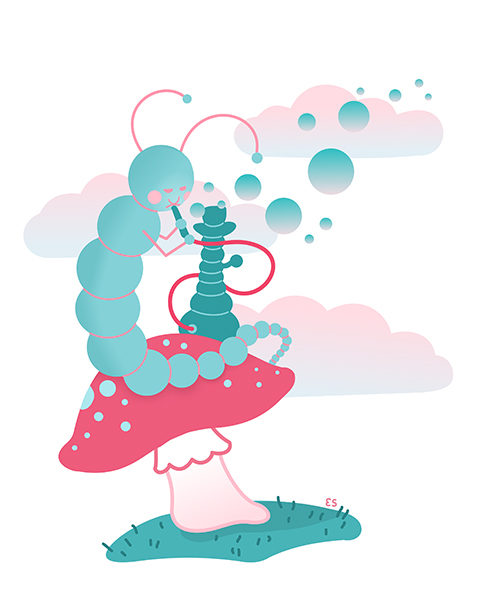 blue caterpillar illustration