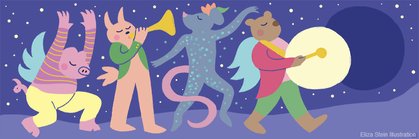 animal marching band illustration