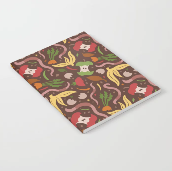 notebook with compost pattern
