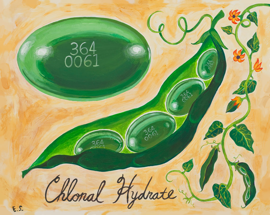 painting of chloral hydrate pill